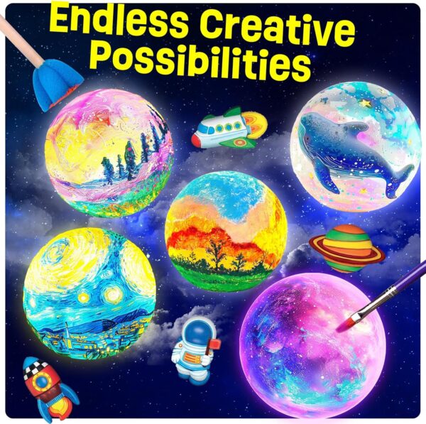 Paint Your Own Moon Lamp Kit, Cool Gifts DIY 3D Space Moon Night Light, Art Supplies Arts & Crafts Kit, Arts and Crafts for Kids Ages 8-12, Toys Girls Boy Birthday Gift Ages 3 4 5 6 7 8 9 10 11 12+ - Image 2
