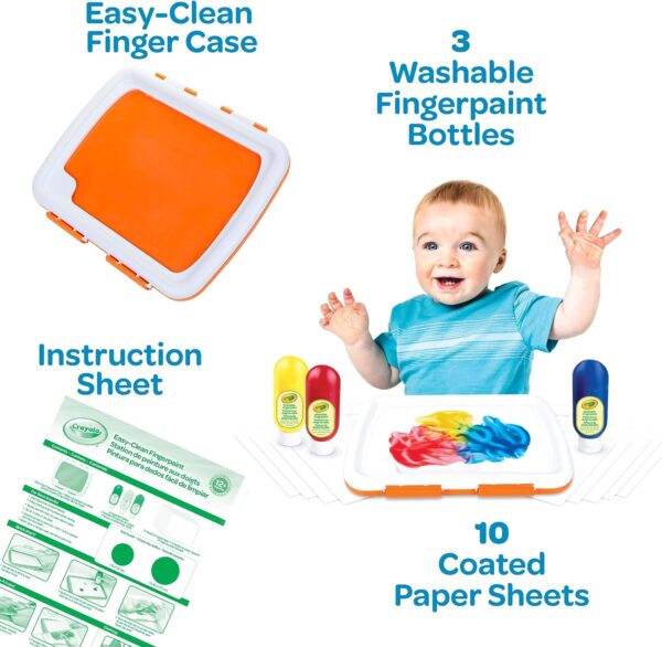 Crayola Mess Free Finger Painting Station, Washable Finger Paint for Toddlers, Arts & Crafts Set, Sensory Activity, Toddler Easter Basket Essentials, 1+ - Image 2