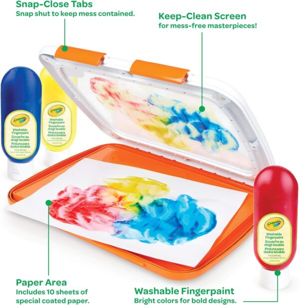 Crayola Mess Free Finger Painting Station, Washable Finger Paint for Toddlers, Arts & Crafts Set, Sensory Activity, Toddler Easter Basket Essentials, 1+ - Image 5