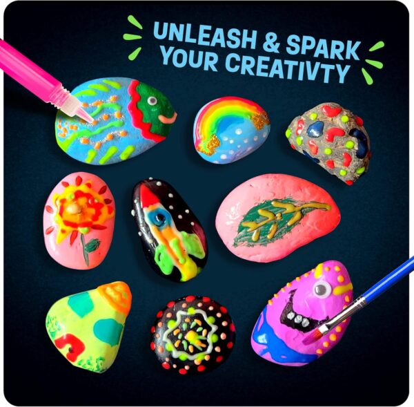 Dan&Darci Kids Rock Painting Kit - Glow in The Dark - Arts & Crafts Gifts for Boys and Girls Ages 6-12 - Craft Activities Kits - Creative Art Toys for 6, 7, 8, 9, 10, 11 & 12 Year Old Kid - Image 2