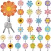 Relaxweex 30 Pcs Diamond Painting Kits for Adults DIY Diamond Art Painting Wall Hook Key Holder Wall Mounted Adhesive Hook Flowers Theme Arts and Crafts DIY Kits for Towel Hat Kitchen Decoration