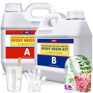 Epoxy Resin - 105oz/0.8 Gallon Crystal Clear Epoxy Kit for Casting and Coating, Table Tops - Bubble Free Fast Curing 2 Part Art Resin for Jewelry Making, Wood, Molds, River Table, Crafts