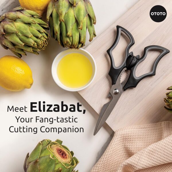 OTOTO Elizabat Kitchen Scissors - Halloween Goth Cute Bat Kitchen Shears, Gothic Scissors Utensils - Spooky Bats Halloween Gifts, Cute Gadgets - Image 2