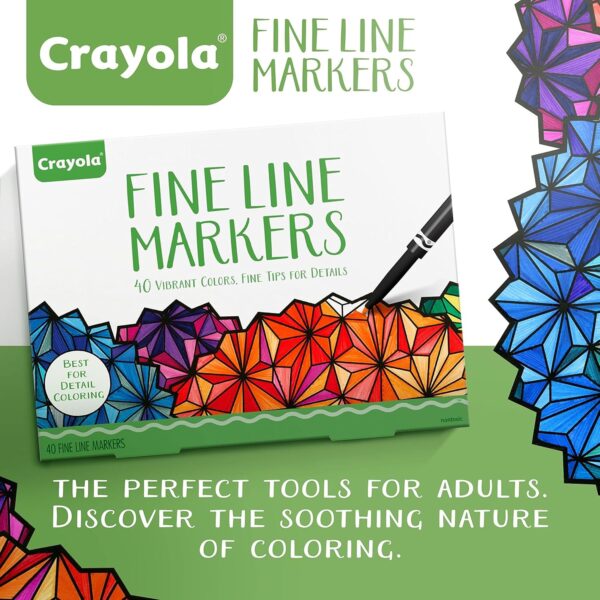 Crayola Fine Line Markers for Adults (40ct), Skinny Marker Set for Adult Coloring Books, Aesthetic Art Supplies, Stress Relief Activity, Easter Essential - Image 4
