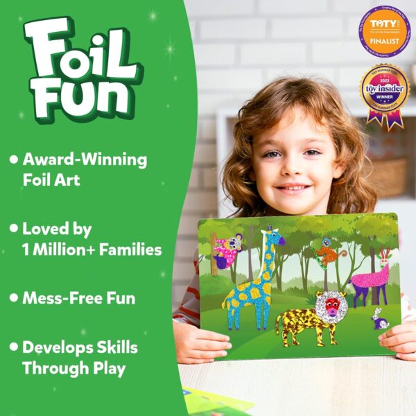 Skillmatics Art & Craft Activity - Foil Fun Animals, No Mess Art for Kids, Travel Toys, Craft Kits, DIY Creative Activity, Gifts for Boys & Girls Ages 4, 5, 6, 7, 8, 9 - Image 2