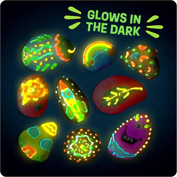Dan&Darci Kids Rock Painting Kit - Glow in The Dark - Arts & Crafts Gifts for Boys and Girls Ages 6-12 - Craft Activities Kits - Creative Art Toys for 6, 7, 8, 9, 10, 11 & 12 Year Old Kid - Image 3