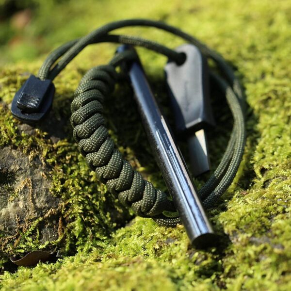 bayite 4 Inch Survival Ferrocerium Drilled Flint Fire Starter, Ferro Rod Kit with Paracord Landyard Handle and Striker - Image 2
