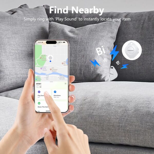 Tracker Air Tags-2 Pack: Smart Key Finder Work with Apple Find My (iOS only), Luggage Tracker Item locators for Kids Dog Pet Wallet Suitcase, Bluetooth Tracking Device for Home Outdoor Travel Hiking - Image 4