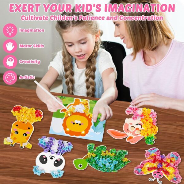 8PCS Poke-in Art and Crafts Kit for Kids Spring Animal Theme No-Mess Fabric Sewing Arts Girls Boys 4-12 Puzzle Puncture Painting DIY Animal Toy Gifts Creative Activities Game Birthday Party - Image 5