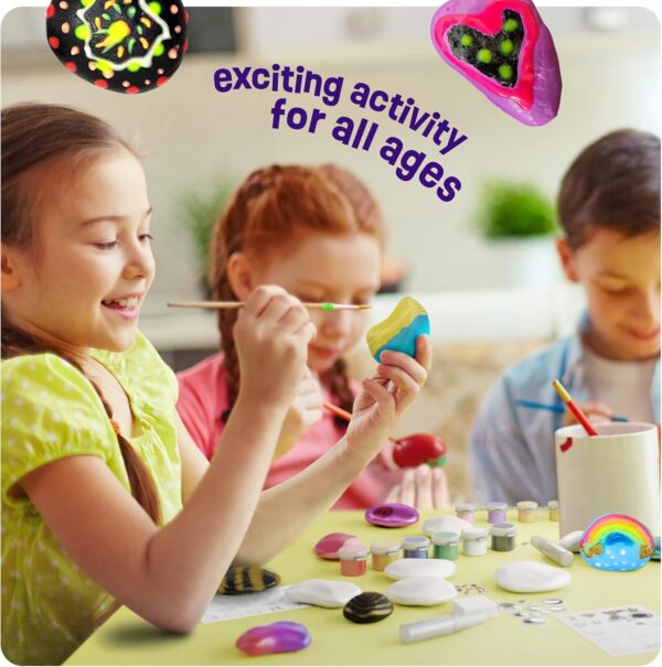 Dan&Darci Kids Rock Painting Kit - Glow in The Dark - Arts & Crafts Gifts for Boys and Girls Ages 6-12 - Craft Activities Kits - Creative Art Toys for 6, 7, 8, 9, 10, 11 & 12 Year Old Kid - Image 5