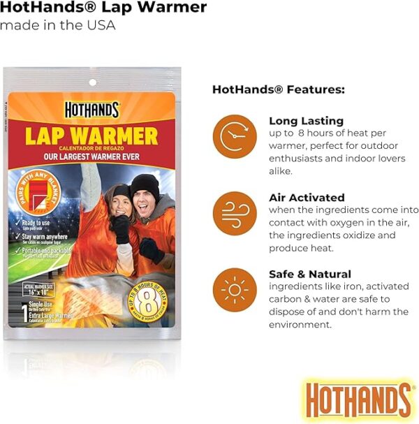 HotHands Lap Warmer, Largest Warmer 16" X 10" - Up to 8 Hours of Long Lasting Heat - 1 Lap Warmer,Tan - Image 5