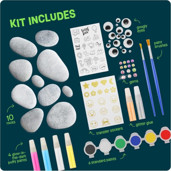 Dan&Darci Kids Rock Painting Kit - Glow in The Dark - Arts & Crafts Gifts for Boys and Girls Ages 6-12 - Craft Activities Kits - Creative Art Toys for 6, 7, 8, 9, 10, 11 & 12 Year Old Kid - Image 4
