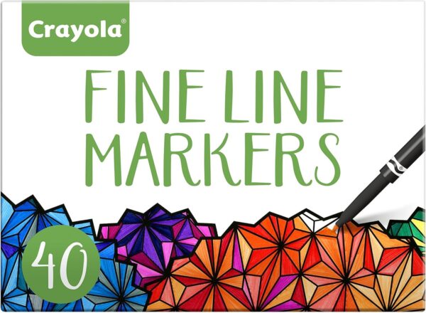 Crayola Fine Line Markers for Adults (40ct), Skinny Marker Set for Adult Coloring Books, Aesthetic Art Supplies, Stress Relief Activity, Easter Essential