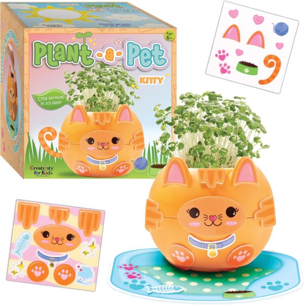 Creativity for Kids Plant-A-Pet: Kitty - Arts and Crafts for Ages 6-8+, Gifts for Girls and Stocking Stuffers, Boy and Girl Toys, Chia Seed Plant Pet