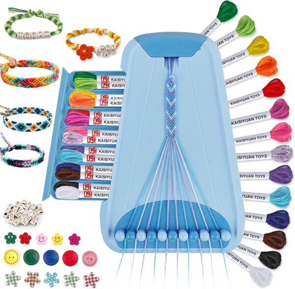 12,Friendship Bracelet Making Kit for Girl,Kids Jewelry Making Kit with 28 Pre-Cut Threads,Christmas Birthday Gifts for Ages 6 7 8 9 10 11 12 Year Old Light Blue