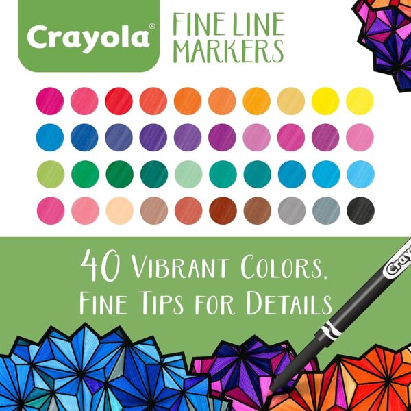 Crayola Fine Line Markers for Adults (40ct), Skinny Marker Set for Adult Coloring Books, Aesthetic Art Supplies, Stress Relief Activity, Easter Essential - Image 2