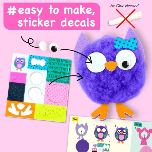 EZCRA Easy Arts and Crafts for Kids Age 3-5 - Make 10 Big Pom Pom Kit - DIY Plush Art Activity Craft for Little Boys & Girls - Toddler Crafts Sensory Activities - Image 4