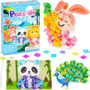 8PCS Poke-in Art and Crafts Kit for Kids Spring Animal Theme No-Mess Fabric Sewing Arts Girls Boys 4-12 Puzzle Puncture Painting DIY Animal Toy Gifts Creative Activities Game Birthday Party