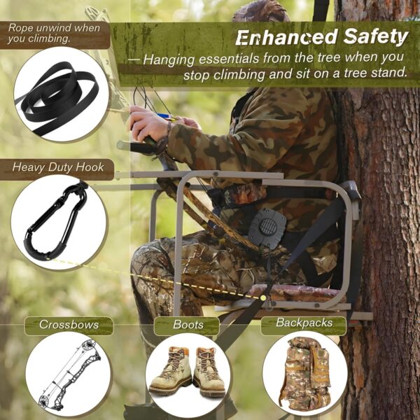 Retractable Bow Hoist, 29.5FT Bow & Gear Hoist for Tree Stand, Bow Rope with Crank Handle for Easy Rope Rewinding, Premium Gear Rope, Must Have Accessories for Tree Stand Climbing Safety - Image 4