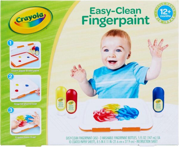 Crayola Mess Free Finger Painting Station, Washable Finger Paint for Toddlers, Arts & Crafts Set, Sensory Activity, Toddler Easter Basket Essentials, 1+