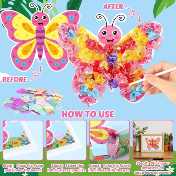 8PCS Poke-in Art and Crafts Kit for Kids Spring Animal Theme No-Mess Fabric Sewing Arts Girls Boys 4-12 Puzzle Puncture Painting DIY Animal Toy Gifts Creative Activities Game Birthday Party - Image 2