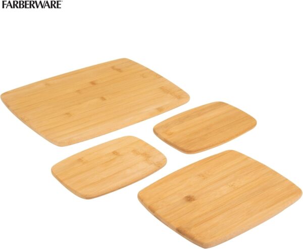 Farberware 4-Piece Reversible Bamboo Cutting And Charcuterie Board Set, Assorted Size