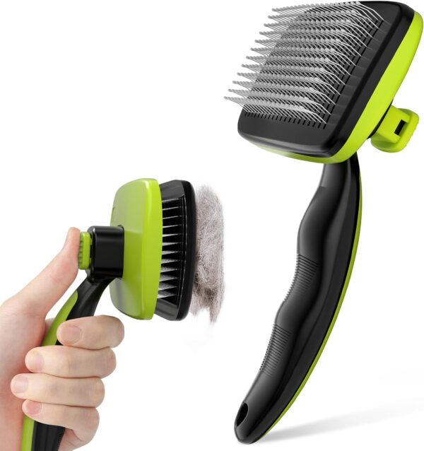 Pecute Self-Cleaning Slicker Brush for Dogs, Cats, Lightweight Dog Brush for Shedding Massaging Grooming, Cat Brush Gently Removes Loose Fur Undercoat for Small Dogs Cats Rabbits of All Hair Types - Image 2
