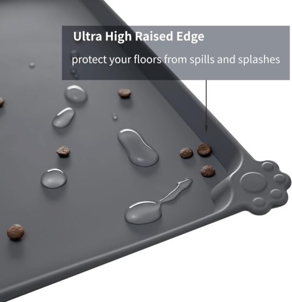 Waterproof Pet Feeding Mat with High Raised Edges, Heavier and Thicker Placemats for Cat Dog Water Bowl with BPA Free, Dogs Cats Food Mats for Messy Drinkers to Prevent Spill and Protect Floors - Image 2