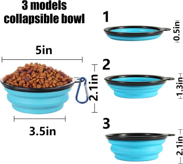 SLSON Collapsible Bowl with Cover Lids,2 Pack Dog Travel Bowls Portable Foldable Cat Water Dish Bowl for Pets Walking Parking Camping (Light Blue and Green, Small) - Image 2