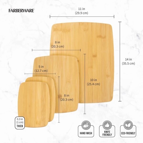 Farberware 4-Piece Reversible Bamboo Cutting And Charcuterie Board Set, Assorted Size - Image 4