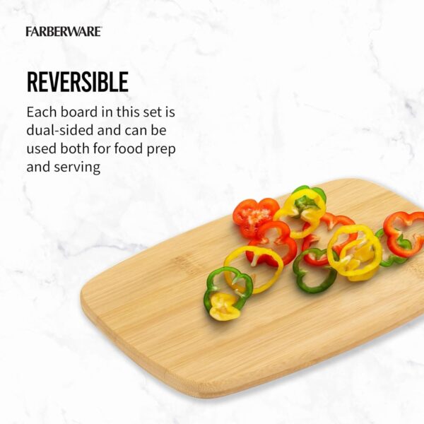 Farberware 4-Piece Reversible Bamboo Cutting And Charcuterie Board Set, Assorted Size - Image 2
