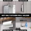 Paper Towel Holder - Self-Adhesive or Drilling, Matte Black, Upgraded Aluminum Kitchen Roll Dispenser Under Cabinet, Lighter but Stronger Than Stainless Steel! - Image 3