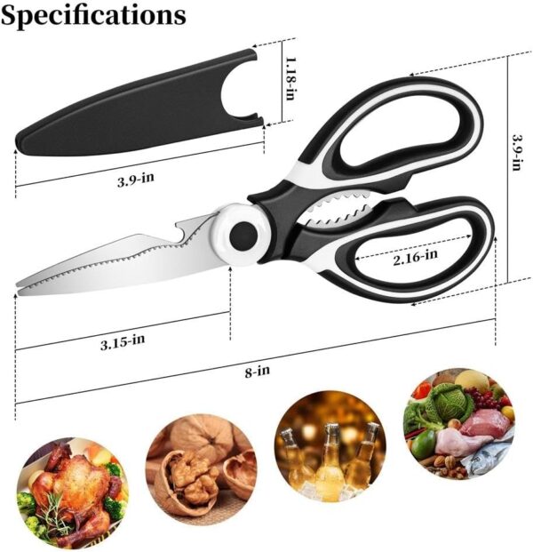 Kitchen Shears - QtoiKce Kitchen Scissors Heavy Duty Stainless Steel Food Shears for Cutting Meat, Fish, Poultry Shears Multipurpose Utility Scissors - Image 3