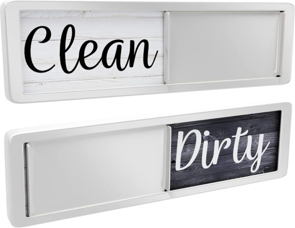 Dishwasher Magnet Clean Dirty Sign, Clean Dirty Magnet for Dishwasher, Rustic Farmhouse Kitchen Decor, Magnetic Dish Washer Sign Indicator, Sliding Rustic Dish Washer Signs, Black & White Wood - Image 3