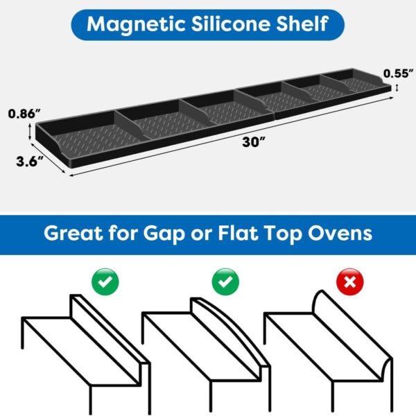 Hydream Stove Top for Silicone Shelf,30 Inch Magnetic Shelf Over the Stove Spice Rack,Kitchen Shelf for Above Stovetop Organizer Magnet Flat Back of Stove Storage Suctioned for The Stove-Black - Image 5