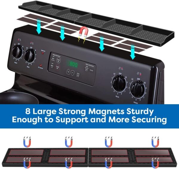 Hydream Stove Top for Silicone Shelf,30 Inch Magnetic Shelf Over the Stove Spice Rack,Kitchen Shelf for Above Stovetop Organizer Magnet Flat Back of Stove Storage Suctioned for The Stove-Black - Image 4