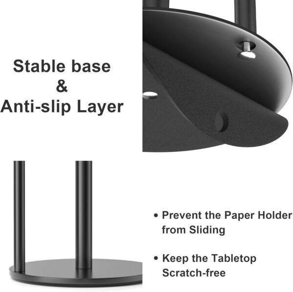 Paper Towel Holder Black Kitchen Roll Holder, Premium Stainless Steel Paper Towel Holder for Kitchen Roll Organize, Countertop Roll Dispenser with Weighted Base - Image 3