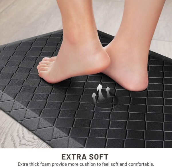 HappyTrends Floor Mat Cushioned Anti-Fatigue ,17.3"x28",Thick Waterproof Non-Slip Mats and Rugs Heavy Duty Ergonomic Comfort Rug for Kitchen,Floor,Office,Sink,Laundry,Black - Image 4