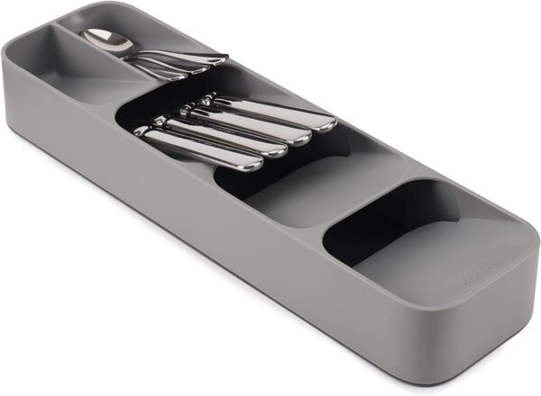 Joseph Joseph DrawerStore Compact Utensil Organizer For Kitchen Drawer Silverware, Flatware Tray, Small, Grey - Image 6