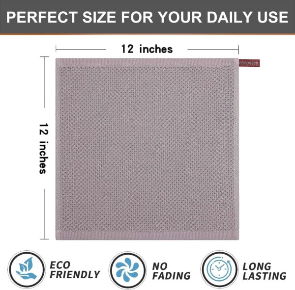 Kitinjoy 100% Cotton Kitchen Dish Cloths, 6 Pack Waffle Weave Ultra Soft Absorbent Dish Towels for Drying Dishes Quick Drying Kitchen Towels Dish Rags, 12 X 12 Inches, Mixed Color - Image 2