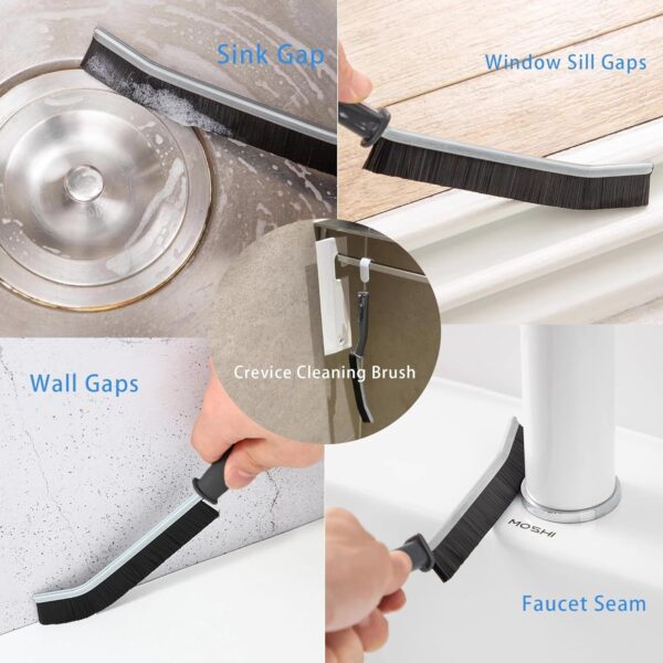 3Pcs Crevice Cleaning Brush Tool, Grout Brush Cleaning Supplies, Home Essentials, Bathroom Cleaning Brush Multifunctional Gap Scrub Hard Bristle Crevice Cleaning Brushes for Household Use - Image 3