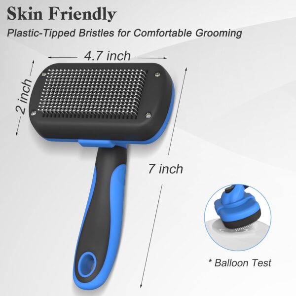 Swihauk Self Cleaning Slicker Brush - Skin Friendly Deshedding Grooming Tool for Dogs & Cats, Suitable for Shedding & Haired Pets, with Pet Supplies Accessories, Blue - Image 3