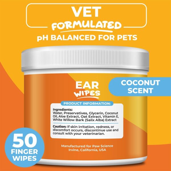 Dog Ear Cleaner Wipes – Finger Wipes for Dogs – Cleaning, Soothing, and Deodorizing Itchy Ears – Pet Ear Relief Solution - Image 2