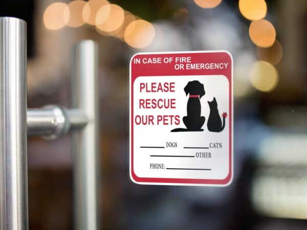 in Case of Fire Or Emergency Please Rescue Our Pets 5 Inch Front Door Window Alarm Alert Animal Pet Dog Cat Kitten Bird Rabbit Rescue House Home RV Safety CS1414-2PK - Image 3