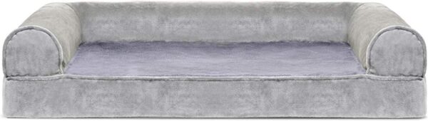 Furhaven Orthopedic Dog Bed for Medium/Small Dogs w/ Removable Bolsters & Washable Cover, For Dogs Up to 35 lbs - Faux Fur & Velvet Sofa - Smoke Gray, Medium - Image 8