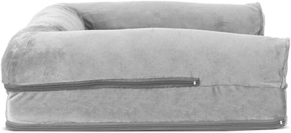 Furhaven Orthopedic Dog Bed for Medium/Small Dogs w/ Removable Bolsters & Washable Cover, For Dogs Up to 35 lbs - Faux Fur & Velvet Sofa - Smoke Gray, Medium - Image 7