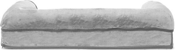 Furhaven Orthopedic Dog Bed for Medium/Small Dogs w/ Removable Bolsters & Washable Cover, For Dogs Up to 35 lbs - Faux Fur & Velvet Sofa - Smoke Gray, Medium - Image 6