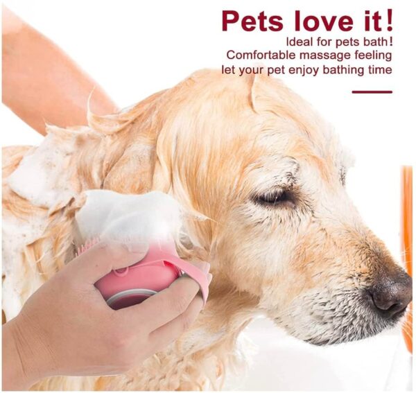 Pet Bath Massage Brush Puppy Dog Cat Grooming Cleaning Soft (Pink) - Image 4