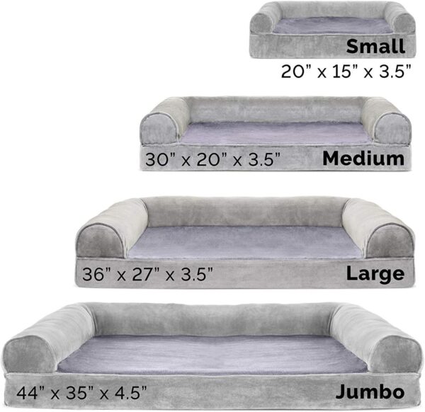 Furhaven Orthopedic Dog Bed for Medium/Small Dogs w/ Removable Bolsters & Washable Cover, For Dogs Up to 35 lbs - Faux Fur & Velvet Sofa - Smoke Gray, Medium - Image 3