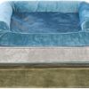 Furhaven Orthopedic Dog Bed for Medium/Small Dogs w/ Removable Bolsters & Washable Cover, For Dogs Up to 35 lbs - Faux Fur & Velvet Sofa - Smoke Gray, Medium